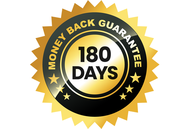 180-day money-back guarantee badge for Cardio Shield, ensuring customer satisfaction